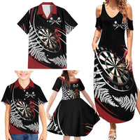 New Zealand Darts Personalised Family Matching Summer Maxi Dress and Hawaiian Shirt Silver Fern Dynamic LT7 - Polynesian Pride