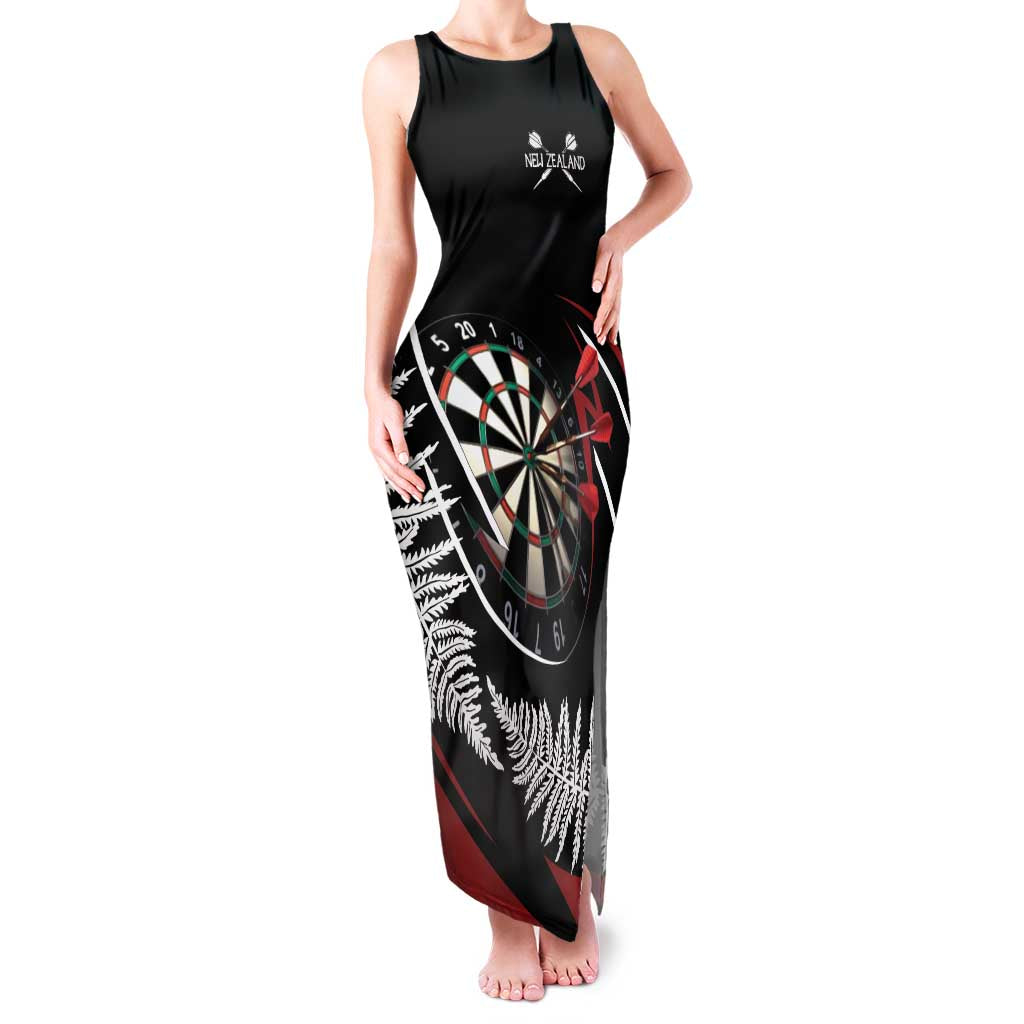 New Zealand Darts Personalised Family Matching Tank Maxi Dress and Hawaiian Shirt Silver Fern Dynamic LT7 Mom's Dress Red - Polynesian Pride