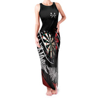 New Zealand Darts Personalised Family Matching Tank Maxi Dress and Hawaiian Shirt Silver Fern Dynamic LT7 Mom's Dress Red - Polynesian Pride