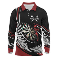 New Zealand Darts Personalised Long Sleeve Polo Shirt Silver Fern Dynamic