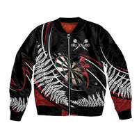 New Zealand Darts Personalised Sleeve Zip Bomber Jacket Silver Fern Dynamic