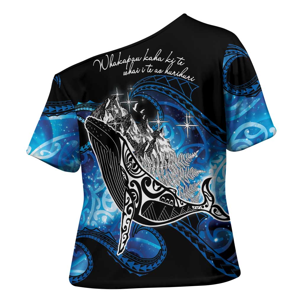 Maori Matariki Te Araroa Paikea Starry Cross Shoulder Shirt Tangaroa Whakatauki