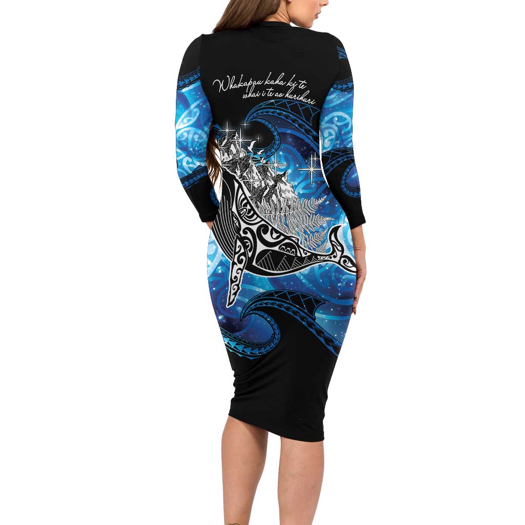 Maori Matariki Te Araroa Paikea Starry Family Matching Long Sleeve Bodycon Dress and Hawaiian Shirt Tangaroa Whakatauki LT7 - Polynesian Pride