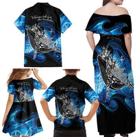 Maori Matariki Te Araroa Paikea Starry Family Matching Off Shoulder Maxi Dress and Hawaiian Shirt Tangaroa Whakatauki LT7 - Polynesian Pride