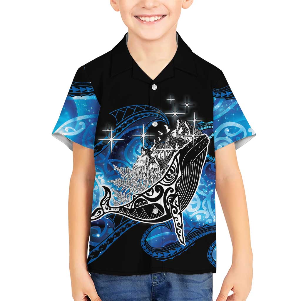 Maori Matariki Te Araroa Paikea Starry Family Matching Off Shoulder Maxi Dress and Hawaiian Shirt Tangaroa Whakatauki LT7 Son's Shirt Black - Polynesian Pride
