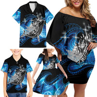 Maori Matariki Te Araroa Paikea Starry Family Matching Off Shoulder Short Dress and Hawaiian Shirt Tangaroa Whakatauki LT7 - Polynesian Pride