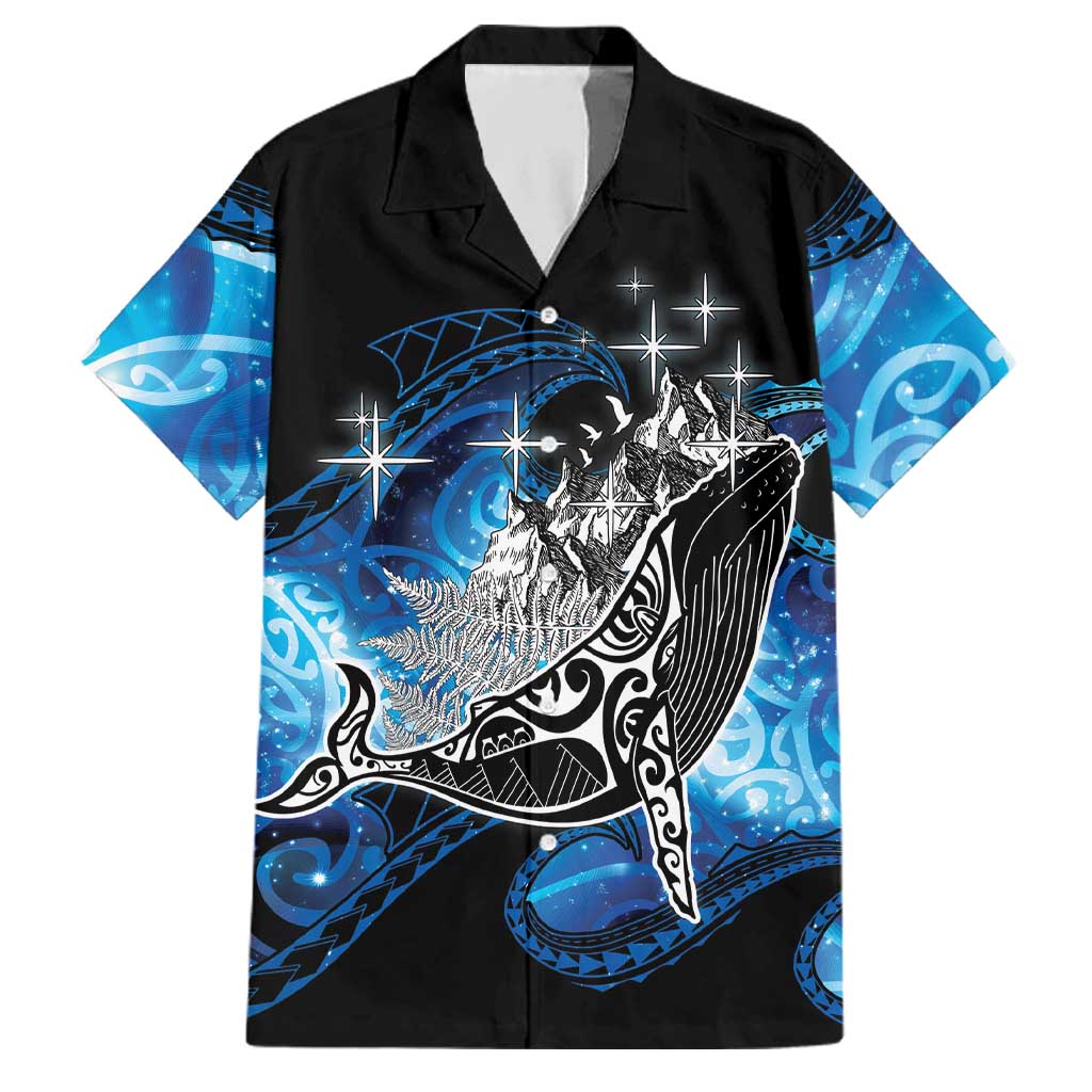 Maori Matariki Te Araroa Paikea Starry Family Matching Off Shoulder Short Dress and Hawaiian Shirt Tangaroa Whakatauki LT7 Dad's Shirt - Short Sleeve Black - Polynesian Pride