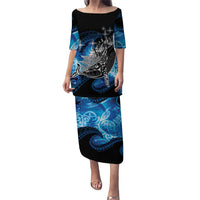 Maori Matariki Te Araroa Paikea Starry Family Matching Puletasi and Hawaiian Shirt Tangaroa Whakatauki LT7 Mom's Dress Black - Polynesian Pride