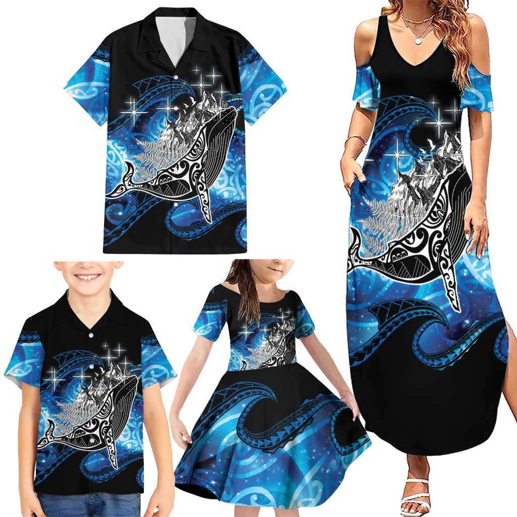 Maori Matariki Te Araroa Paikea Starry Family Matching Summer Maxi Dress and Hawaiian Shirt Tangaroa Whakatauki LT7 - Polynesian Pride