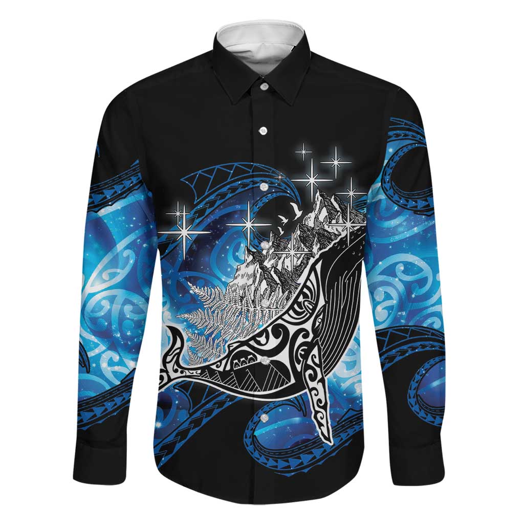 Maori Matariki Te Araroa Paikea Starry Family Matching Summer Maxi Dress and Hawaiian Shirt Tangaroa Whakatauki LT7 Dad's Shirt - Long Sleeve Black - Polynesian Pride