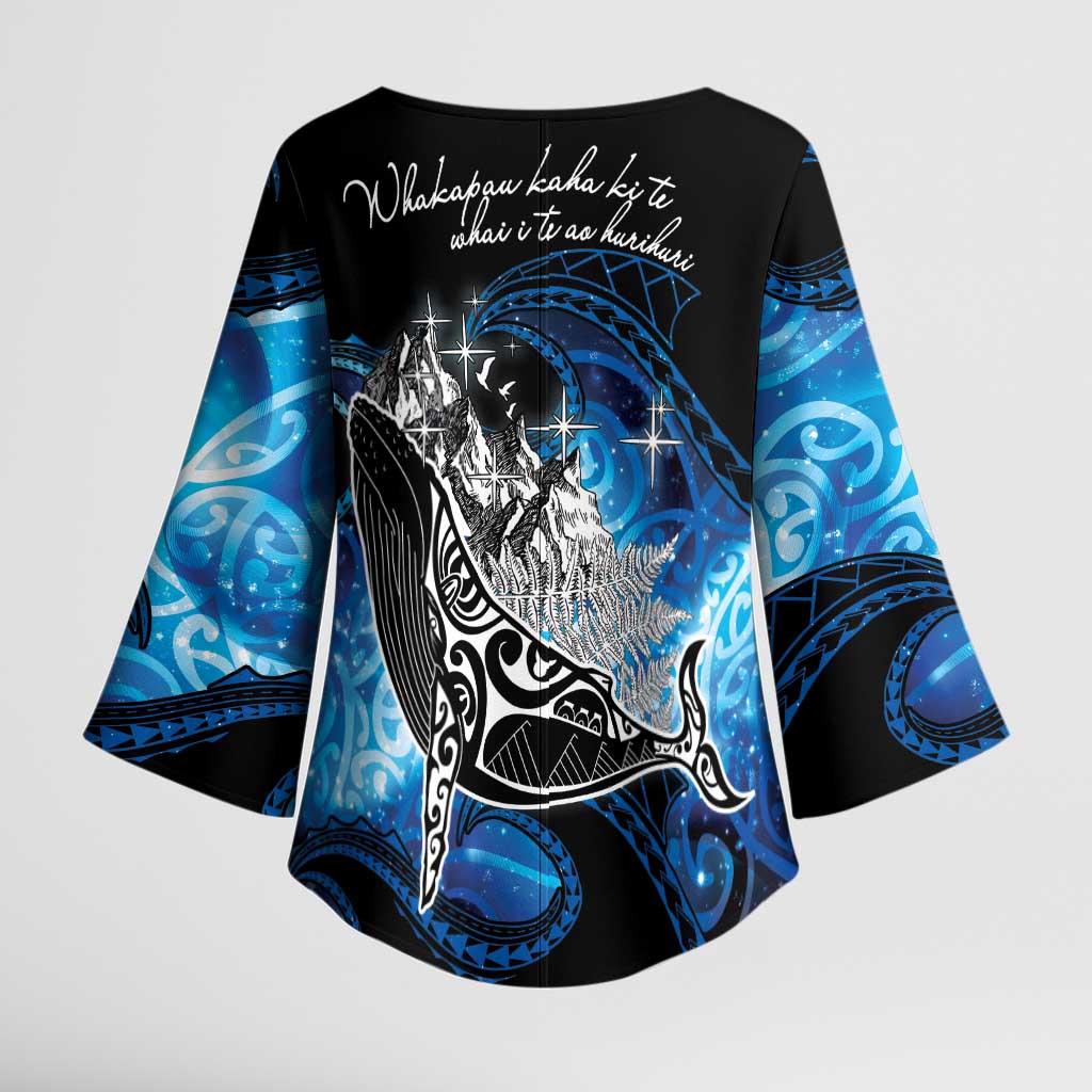 Maori Matariki Te Araroa Paikea Starry Kimono Sleeve Blouse Tangaroa Whakatauki