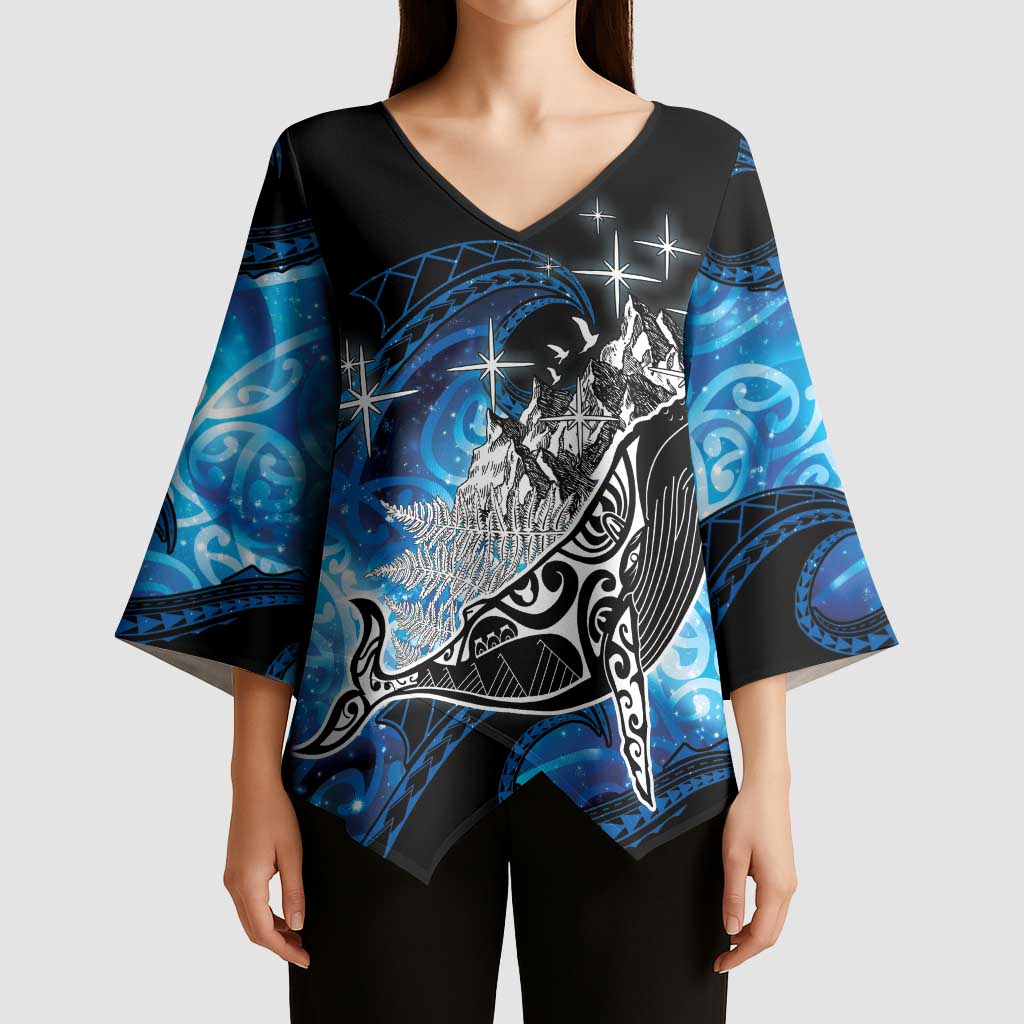 Maori Matariki Te Araroa Paikea Starry Kimono Sleeve Blouse Tangaroa Whakatauki
