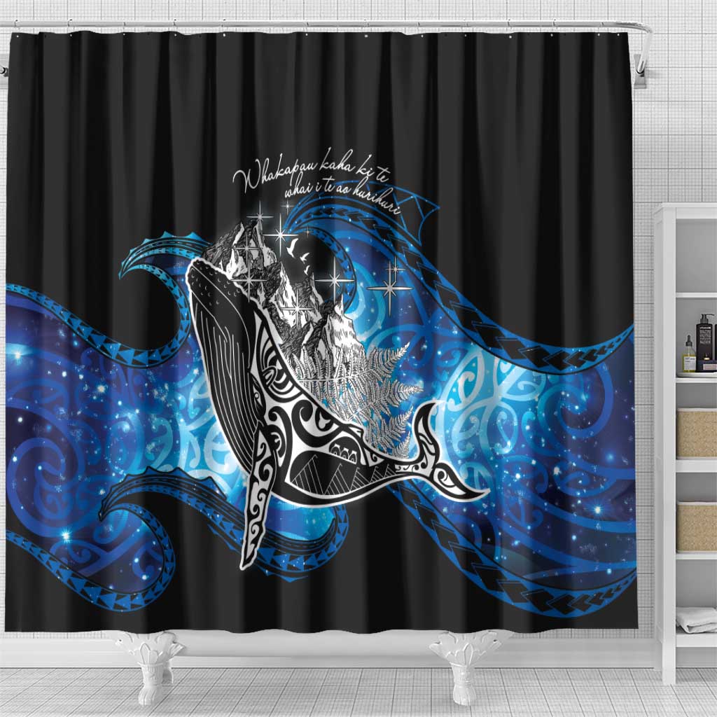Maori Matariki Te Araroa Paikea Starry Shower Curtain Tangaroa Whakatauki