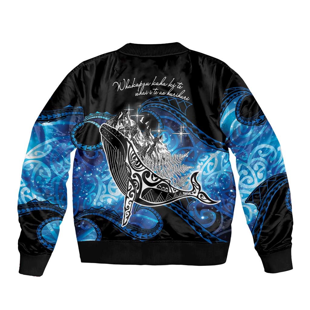 Maori Matariki Te Araroa Paikea Starry Sleeve Zip Bomber Jacket Tangaroa Whakatauki