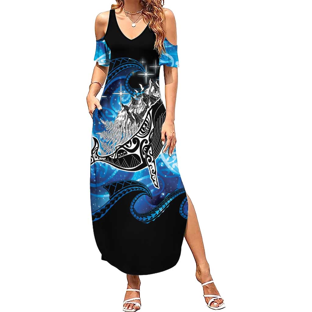 Maori Matariki Te Araroa Paikea Starry Summer Maxi Dress Tangaroa Whakatauki