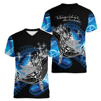 Maori Matariki Te Araroa Paikea Starry Women V-Neck T-Shirt Tangaroa Whakatauki