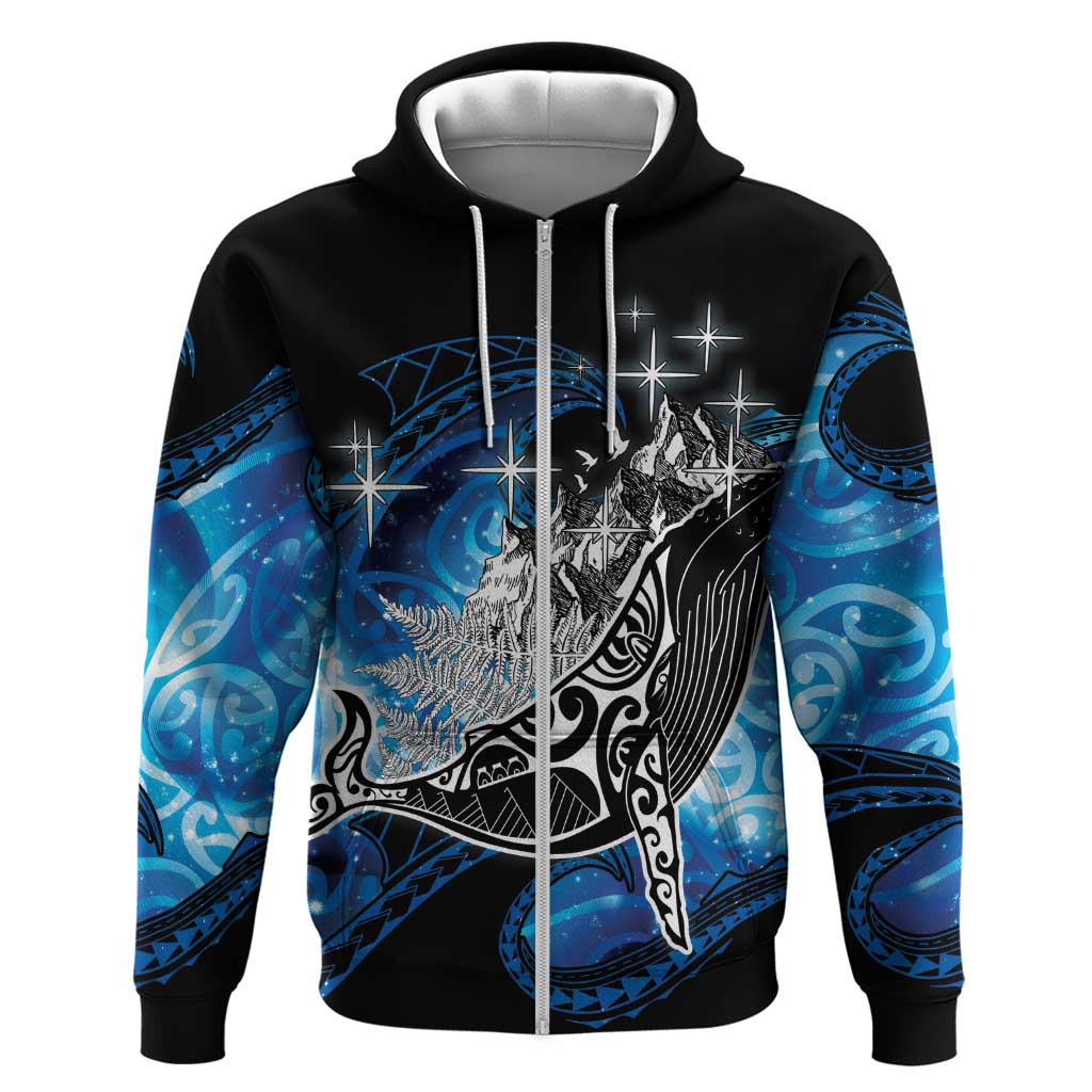 Maori Matariki Te Araroa Paikea Starry Zip Hoodie Tangaroa Whakatauki