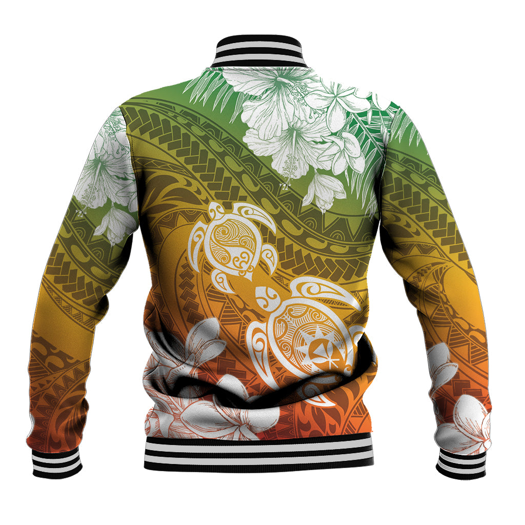 Kanaka Maoli Hawaii Flag Day Baseball Jacket Vibrant Frangipani
