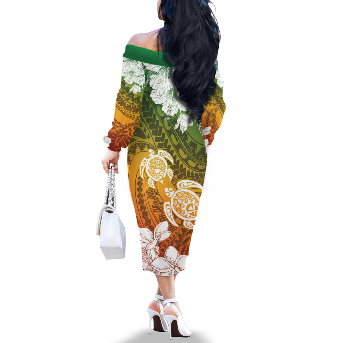Kanaka Maoli Hawaii Flag Day Family Matching Off The Shoulder Long Sleeve Dress and Hawaiian Shirt Vibrant Frangipani LT7 - Polynesian Pride