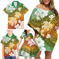 Kanaka Maoli Hawaii Flag Day Family Matching Off Shoulder Short Dress and Hawaiian Shirt Vibrant Frangipani LT7 - Polynesian Pride
