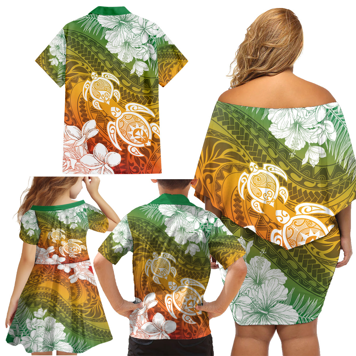 Kanaka Maoli Hawaii Flag Day Family Matching Off Shoulder Short Dress and Hawaiian Shirt Vibrant Frangipani LT7 - Polynesian Pride