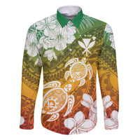 Kanaka Maoli Hawaii Flag Day Family Matching Off Shoulder Short Dress and Hawaiian Shirt Vibrant Frangipani LT7 Dad's Shirt - Long Sleeve Colorful - Polynesian Pride