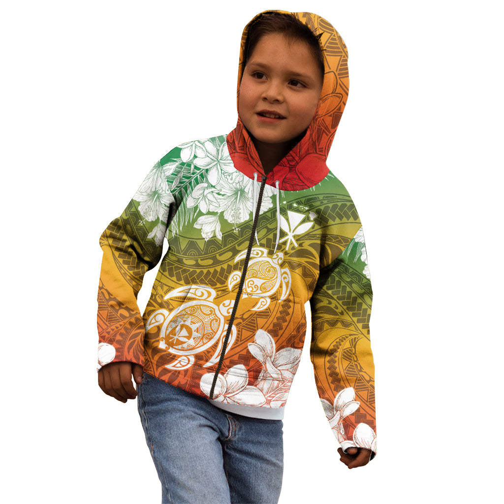 Kanaka Maoli Hawaii Flag Day Kid Hoodie Vibrant Frangipani