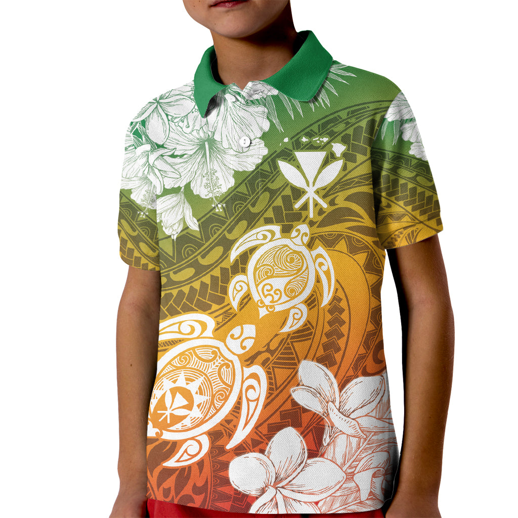 Kanaka Maoli Hawaii Flag Day Kid Polo Shirt Vibrant Frangipani