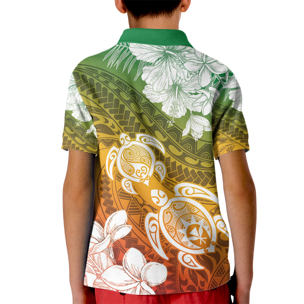 Kanaka Maoli Hawaii Flag Day Kid Polo Shirt Vibrant Frangipani