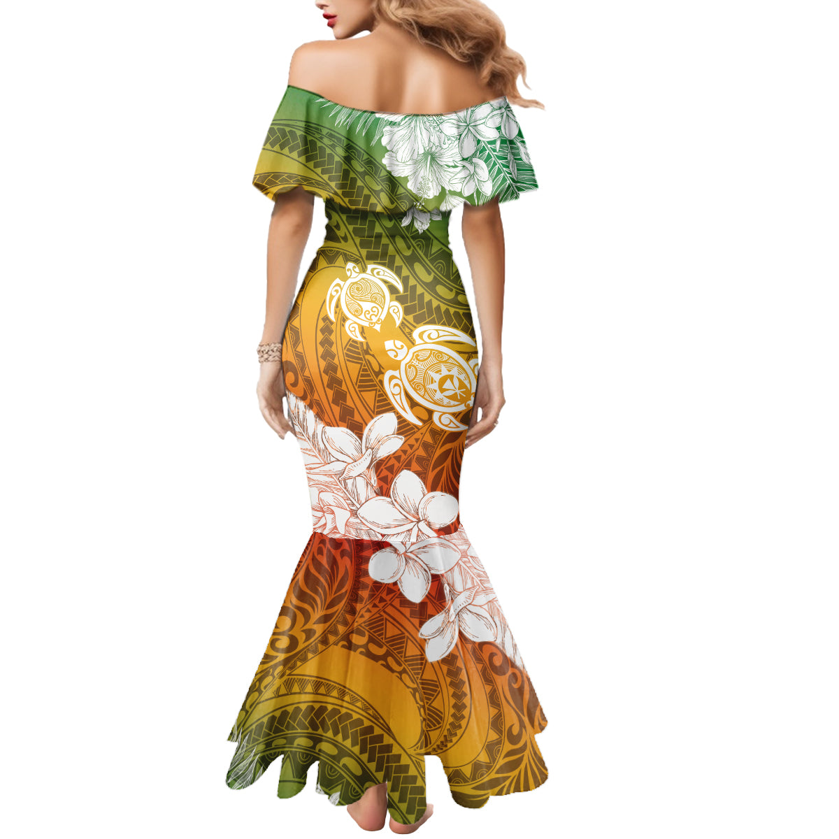 Kanaka Maoli Hawaii Flag Day Mermaid Dress Vibrant Frangipani