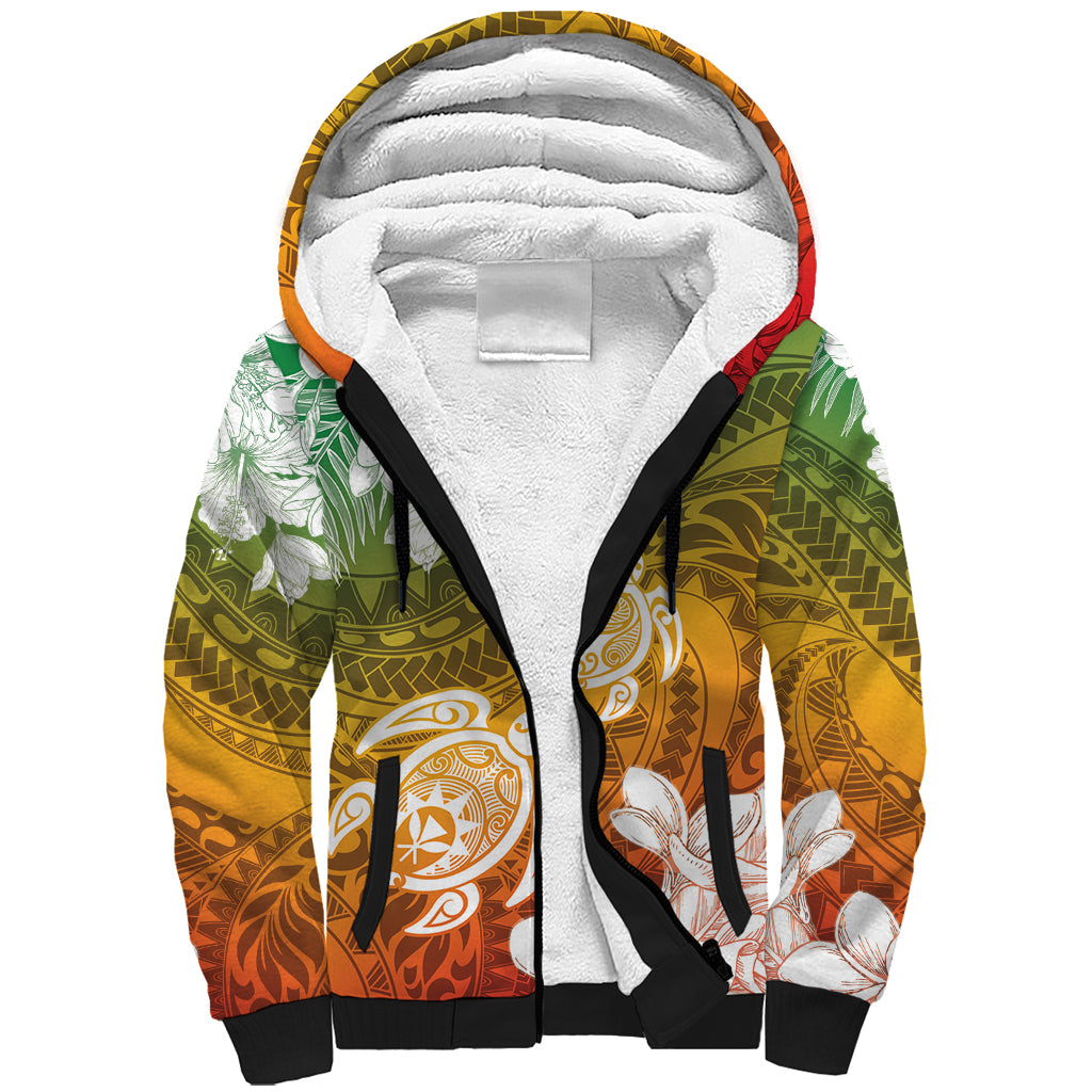 Kanaka Maoli Hawaii Flag Day Sherpa Hoodie Vibrant Frangipani