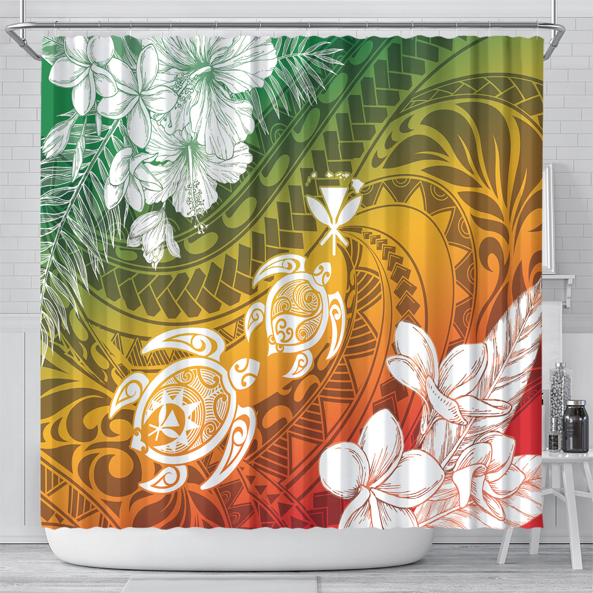 Kanaka Maoli Hawaii Flag Day Shower Curtain Vibrant Frangipani LT7 - Polynesian Pride