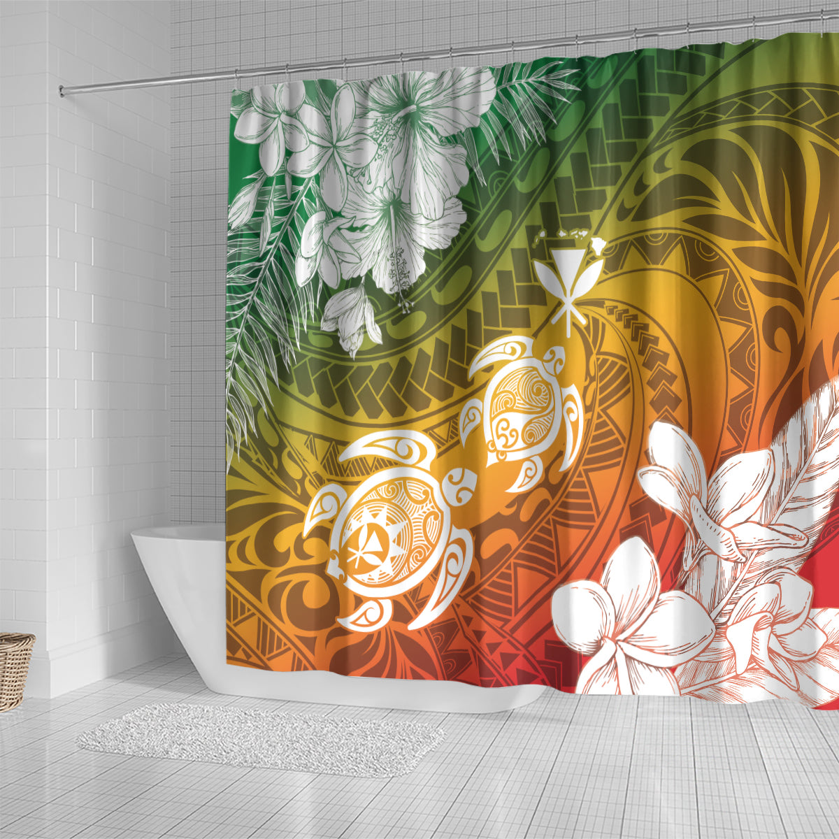 Kanaka Maoli Hawaii Flag Day Shower Curtain Vibrant Frangipani LT7 - Polynesian Pride