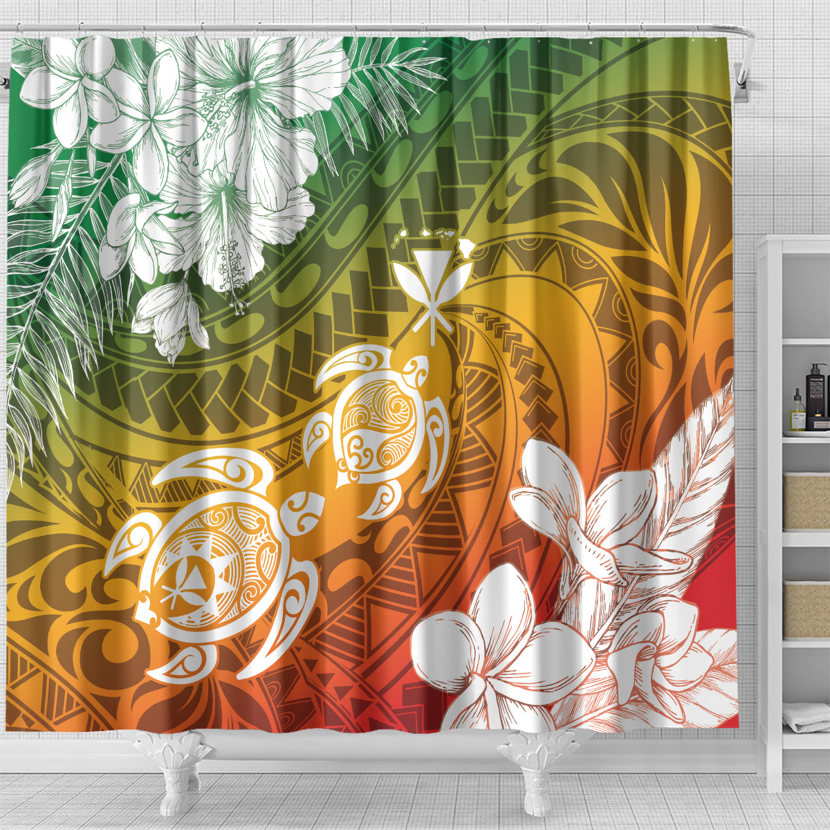 Kanaka Maoli Hawaii Flag Day Shower Curtain Vibrant Frangipani LT7 - Polynesian Pride