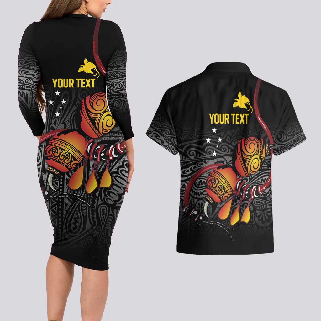 Personalized Papua New Guinea Milne Bay Couples Matching Long Sleeve Bodycon Dress and Hawaiian Shirt Bagi Necklace Mix Lime Pot Grunge LT7 - Polynesian Pride