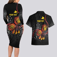 Personalized Papua New Guinea Milne Bay Couples Matching Long Sleeve Bodycon Dress and Hawaiian Shirt Bagi Necklace Mix Lime Pot Grunge LT7 - Polynesian Pride