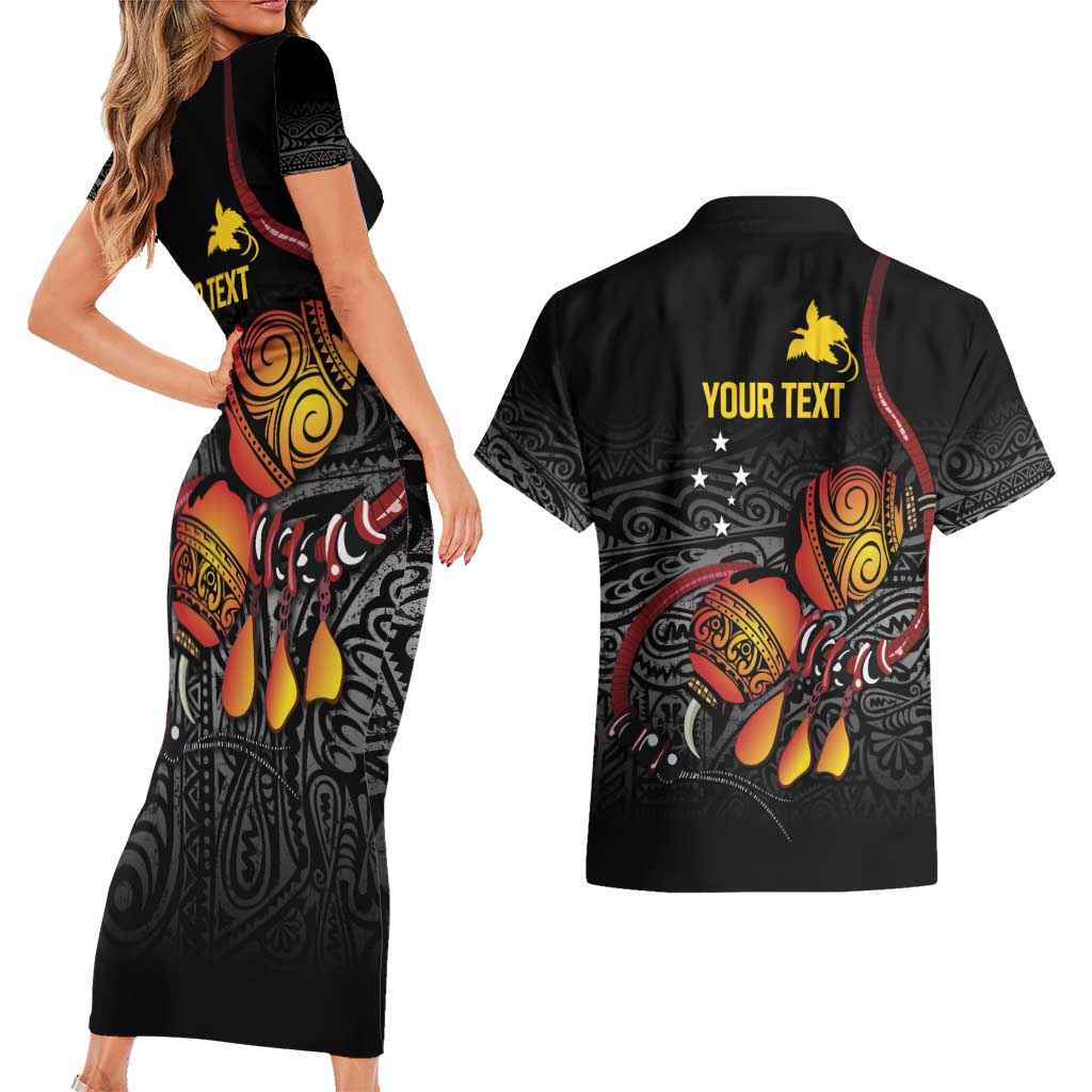 Personalized Papua New Guinea Milne Bay Couples Matching Short Sleeve Bodycon Dress and Hawaiian Shirt Bagi Necklace Mix Lime Pot Grunge LT7 - Polynesian Pride