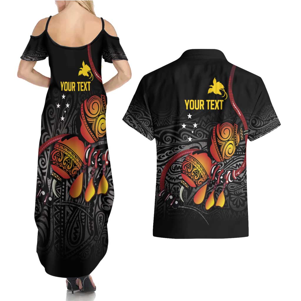 Personalized Papua New Guinea Milne Bay Couples Matching Summer Maxi Dress and Hawaiian Shirt Bagi Necklace Mix Lime Pot Grunge LT7 - Polynesian Pride
