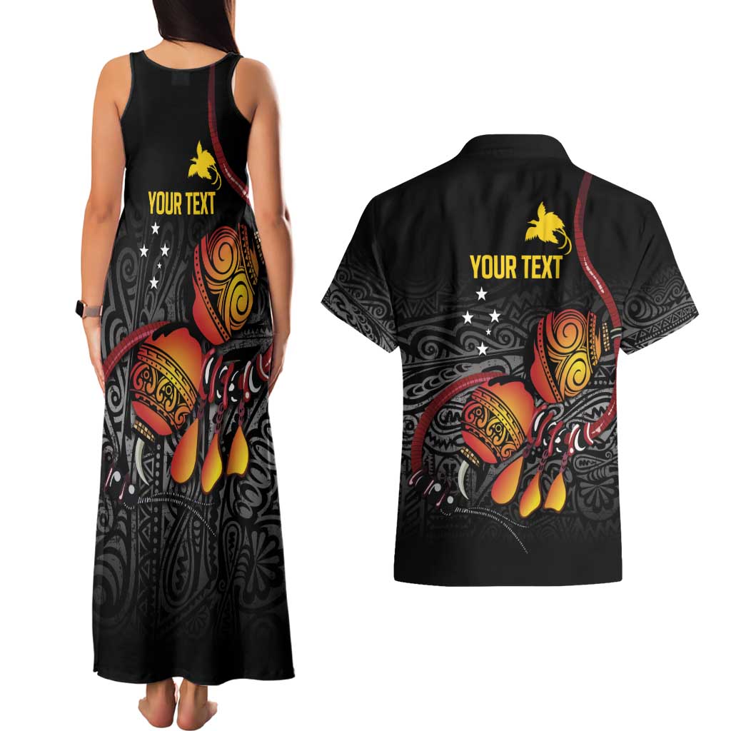 Personalized Papua New Guinea Milne Bay Couples Matching Tank Maxi Dress and Hawaiian Shirt Bagi Necklace Mix Lime Pot Grunge LT7 - Polynesian Pride
