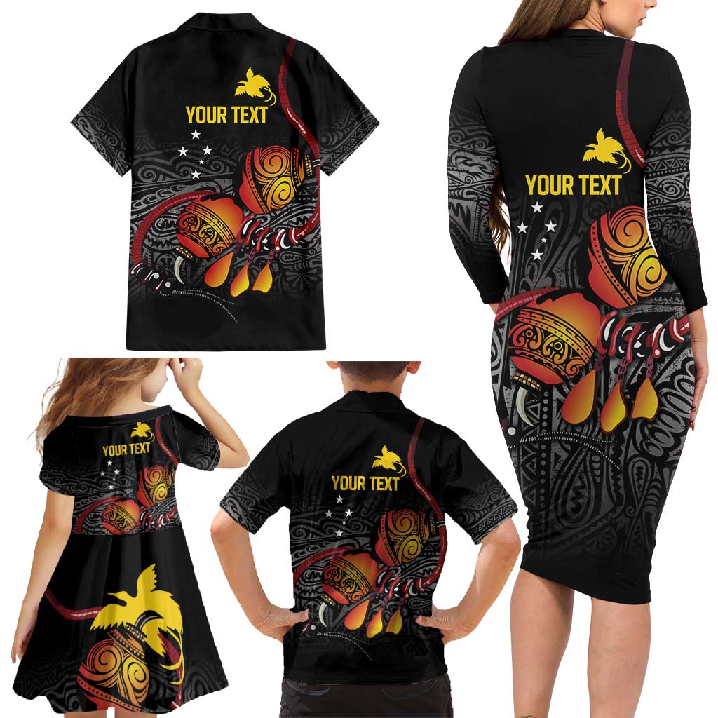 Personalized Papua New Guinea Milne Bay Family Matching Long Sleeve Bodycon Dress and Hawaiian Shirt Bagi Necklace Mix Lime Pot Grunge LT7 - Polynesian Pride