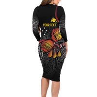 Personalized Papua New Guinea Milne Bay Family Matching Long Sleeve Bodycon Dress and Hawaiian Shirt Bagi Necklace Mix Lime Pot Grunge LT7 - Polynesian Pride