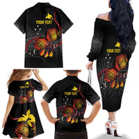 Personalized Papua New Guinea Milne Bay Family Matching Off The Shoulder Long Sleeve Dress and Hawaiian Shirt Bagi Necklace Mix Lime Pot Grunge LT7 - Polynesian Pride