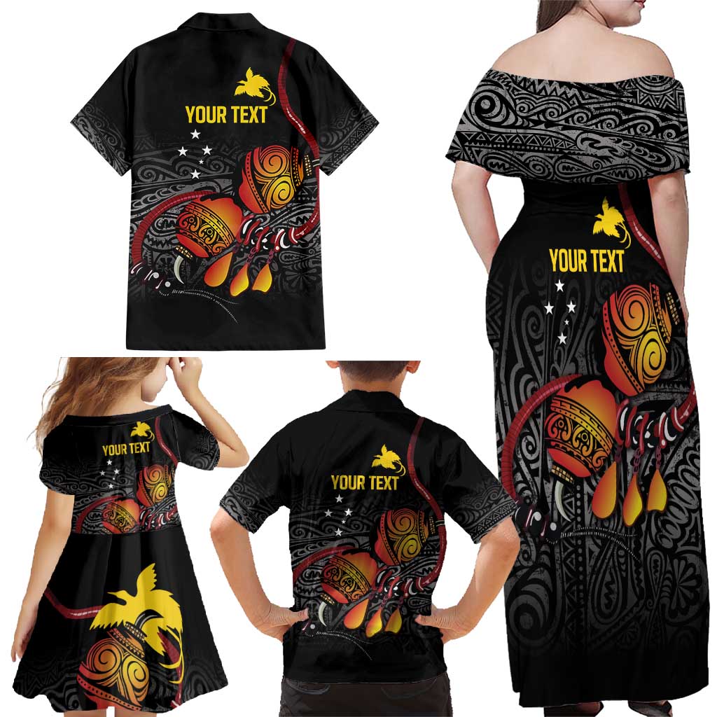 Personalized Papua New Guinea Milne Bay Family Matching Off Shoulder Maxi Dress and Hawaiian Shirt Bagi Necklace Mix Lime Pot Grunge LT7 - Polynesian Pride