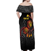 Personalized Papua New Guinea Milne Bay Family Matching Off Shoulder Maxi Dress and Hawaiian Shirt Bagi Necklace Mix Lime Pot Grunge LT7 - Polynesian Pride