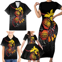 Personalized Papua New Guinea Milne Bay Family Matching Short Sleeve Bodycon Dress and Hawaiian Shirt Bagi Necklace Mix Lime Pot Grunge LT7 - Polynesian Pride