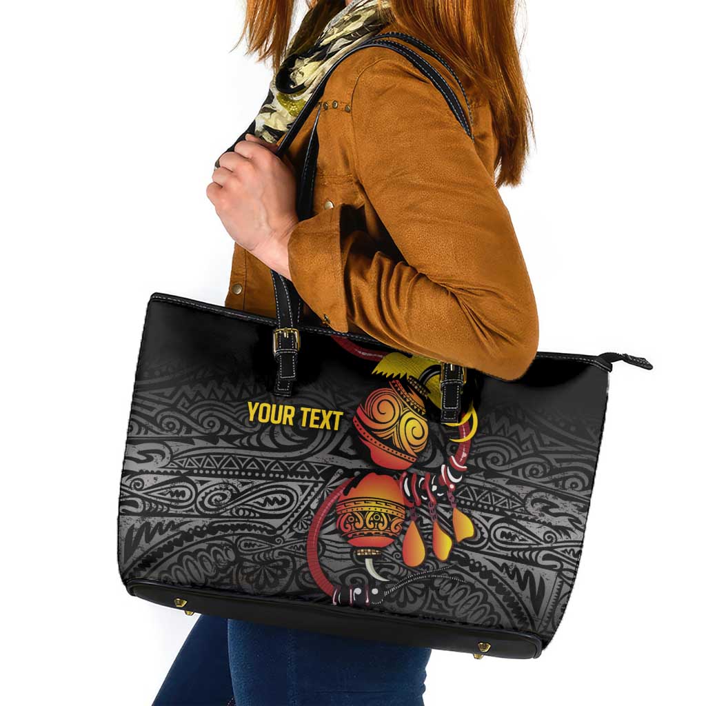Personalized Papua New Guinea Milne Bay Leather Tote Bag Bagi Necklace Mix Lime Pot Grunge