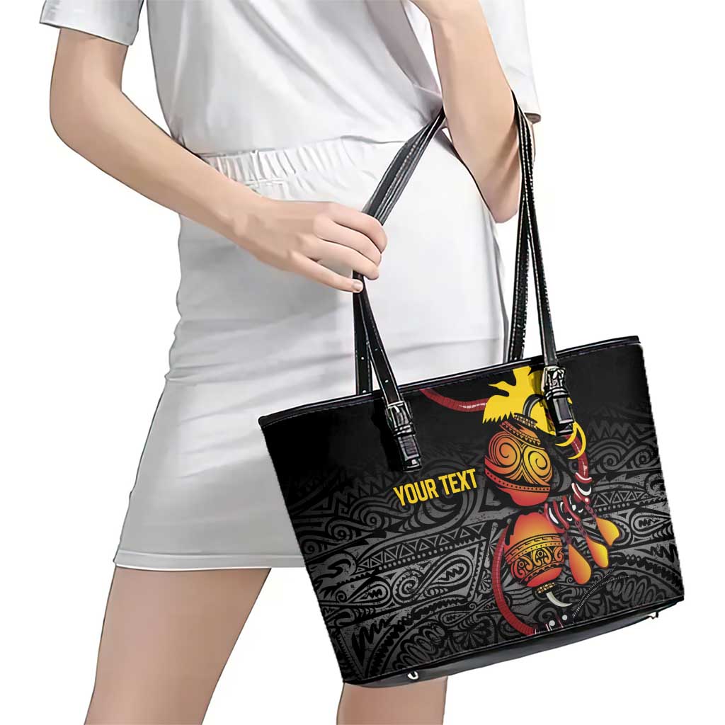 Personalized Papua New Guinea Milne Bay Leather Tote Bag Bagi Necklace Mix Lime Pot Grunge