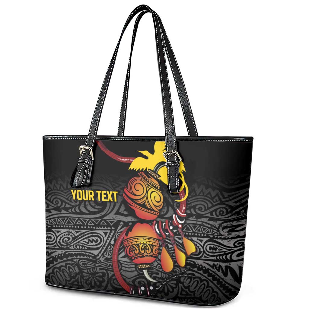 Personalized Papua New Guinea Milne Bay Leather Tote Bag Bagi Necklace Mix Lime Pot Grunge