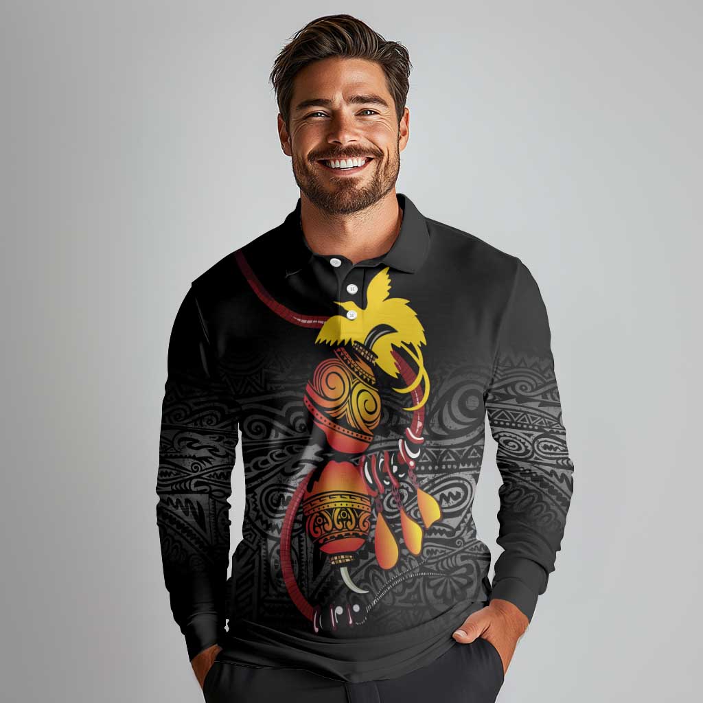 Personalized Papua New Guinea Milne Bay Long Sleeve Polo Shirt Bagi Necklace Mix Lime Pot Grunge