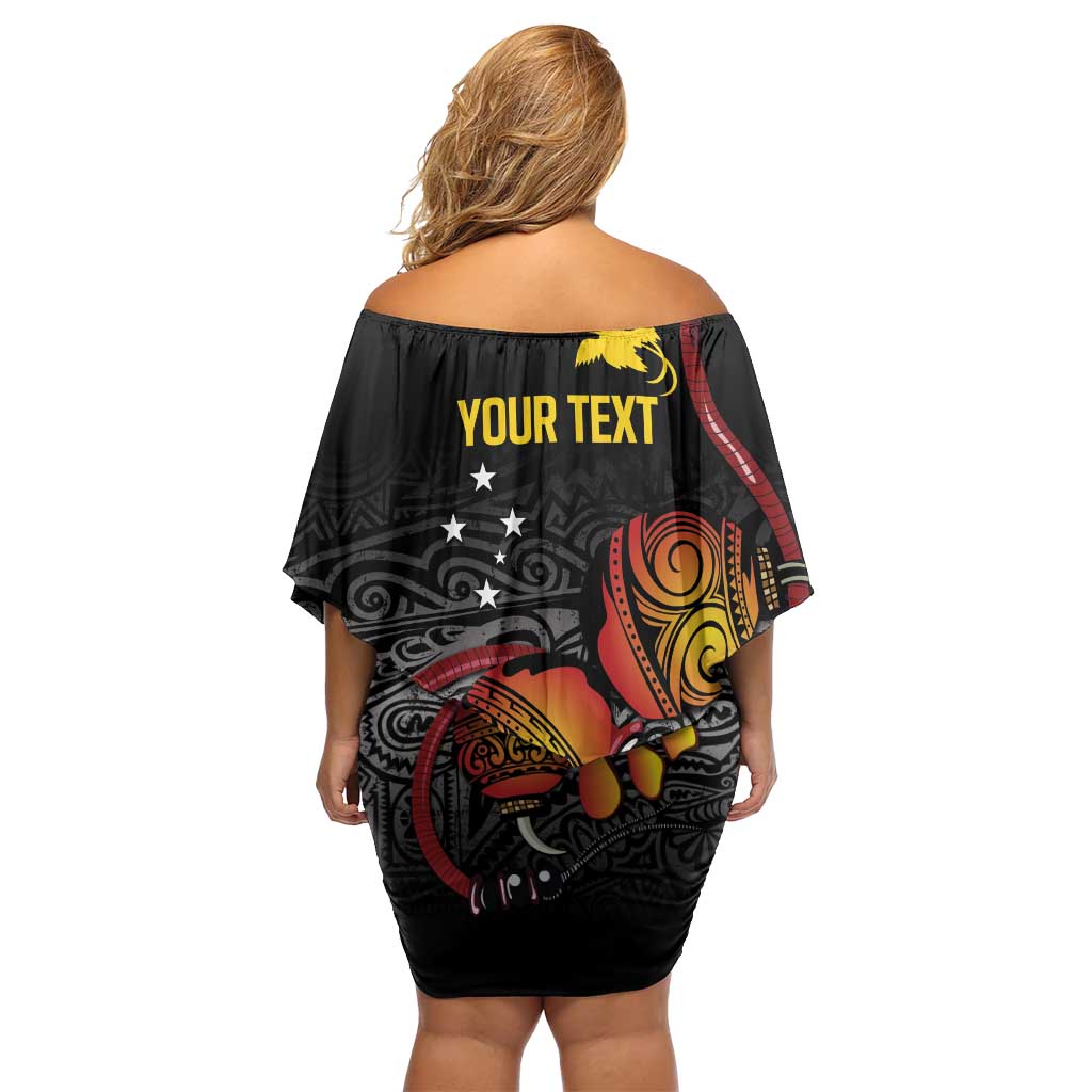 Personalized Papua New Guinea Milne Bay Off Shoulder Short Dress Bagi Necklace Mix Lime Pot Grunge